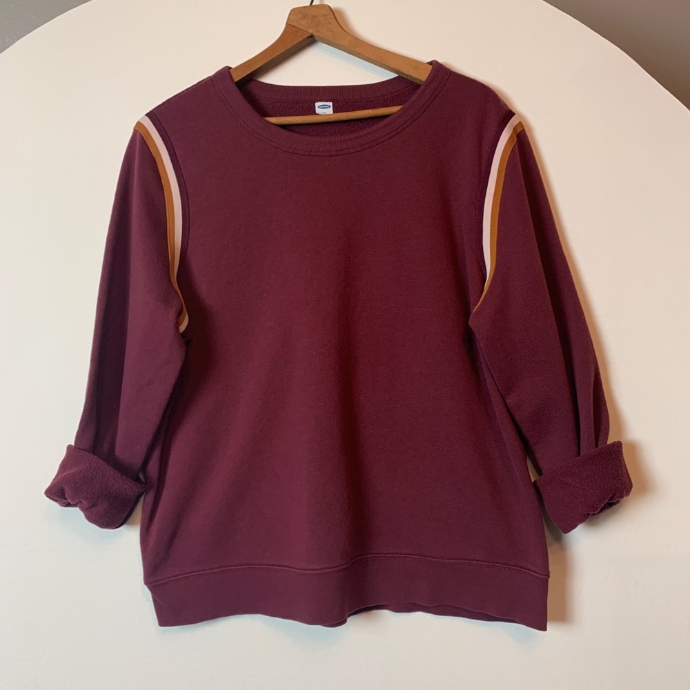 Old Navy Burgundy Sweatshirt with Tan Accents